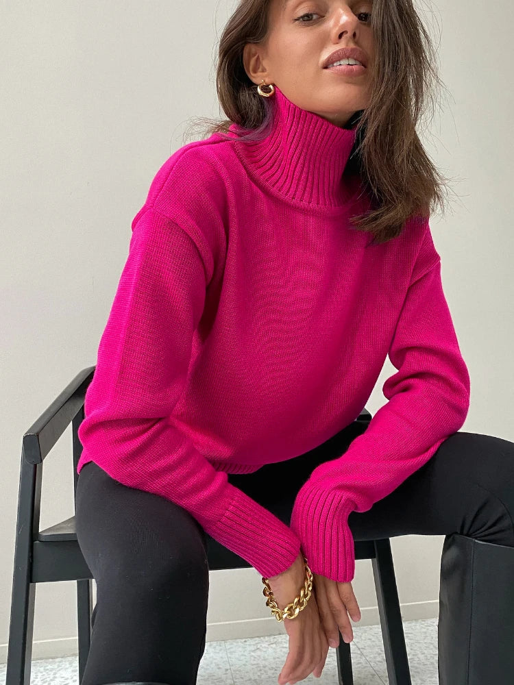 Prairie - Turtleneck Pullover Sweater Oversized Knitted