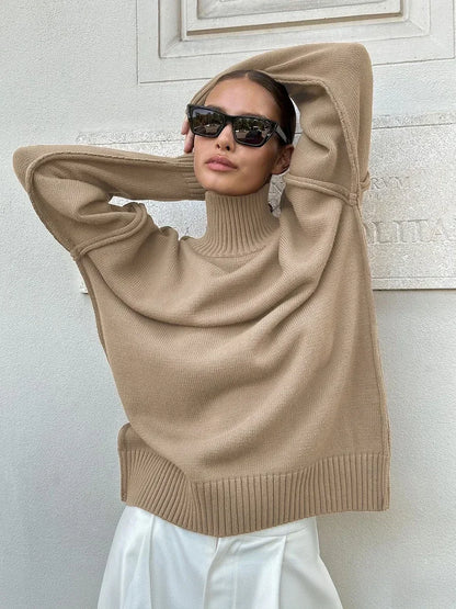 wolf -solid turtleneck knitted sweater